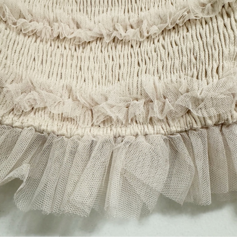 Mable Smocked Tulle Tube Cropped Top Neutral Size Small - Picture 5 of 11